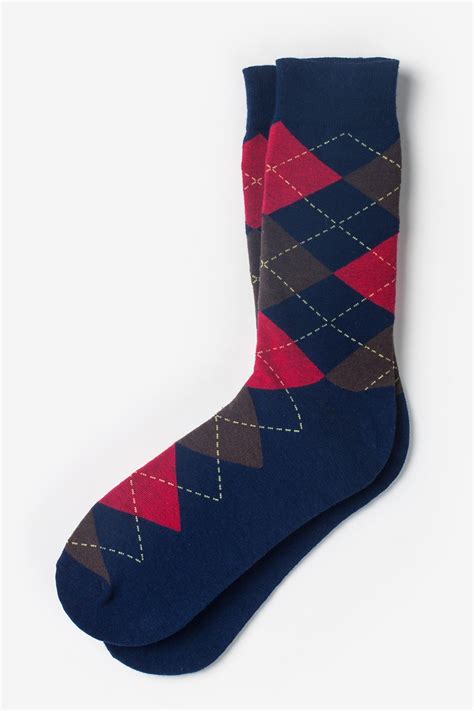 Navy Argyle Cotton Socks 